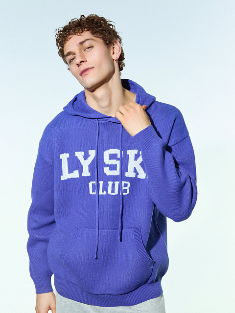 Blue Hoodie With White Print, 5