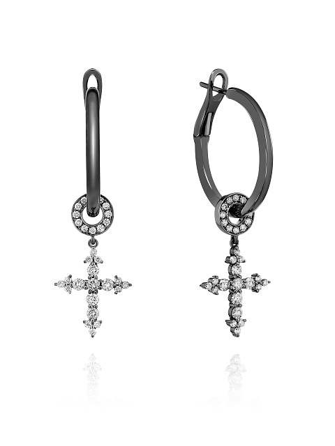 Black Gold & Diamond Hoop Earrings , 1