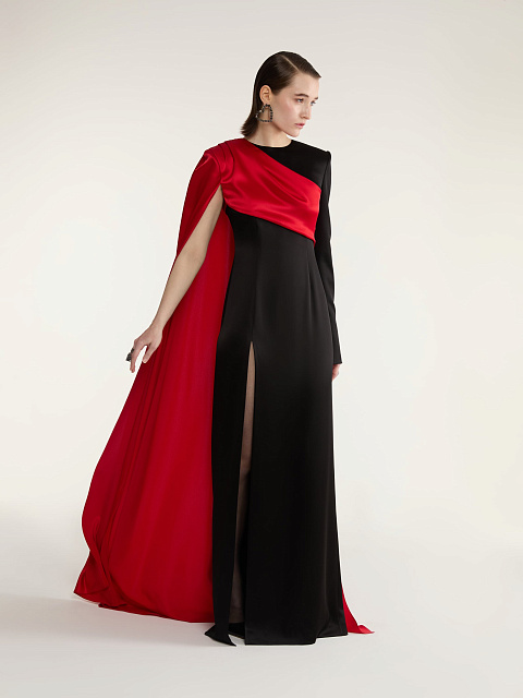 Black & Red Silk Maxi Dress, 4