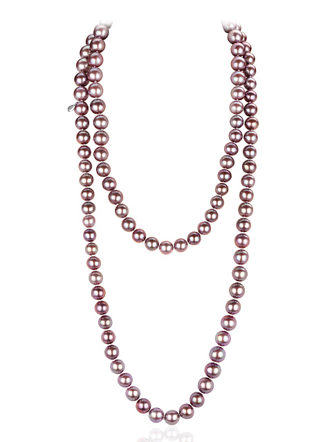 Dark lavender pearl necklace, 1