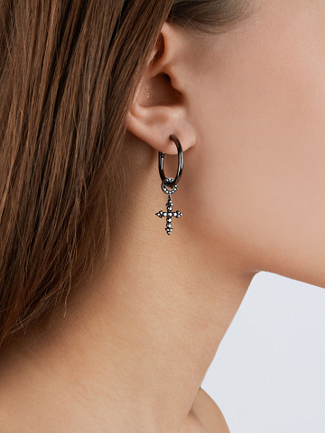 Black Gold & Diamond Hoop Earrings, 2