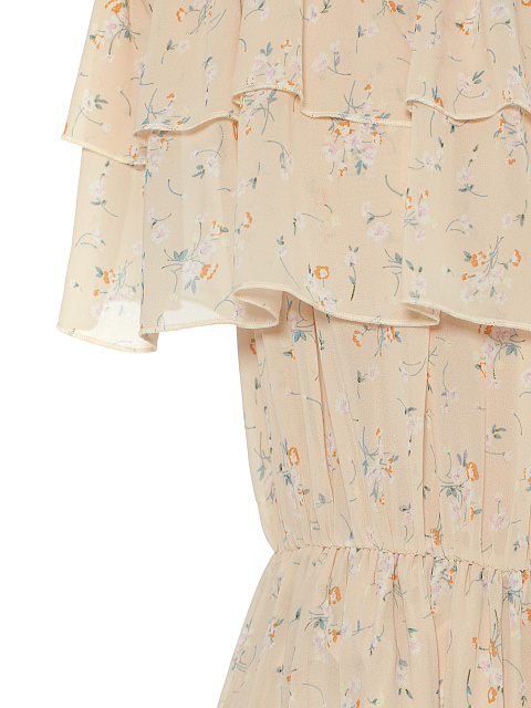 Peach Flower Printed Off Shoulder Dress, 3