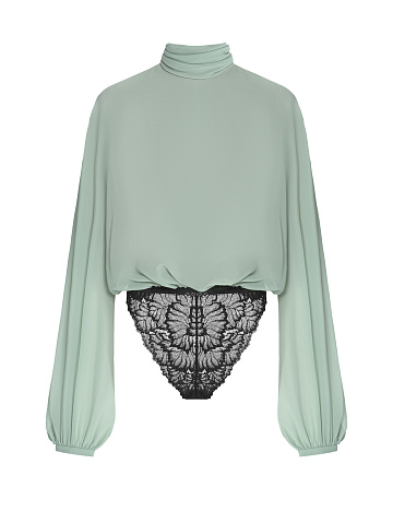 Mint lace bodysuit blouse, 1