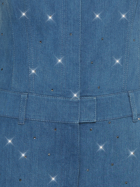 Blue Rhinestones Denim Jumpsuit, 3