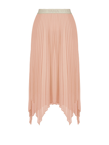 Light Pink Pleated Asymmetric Midi Skirt, 2