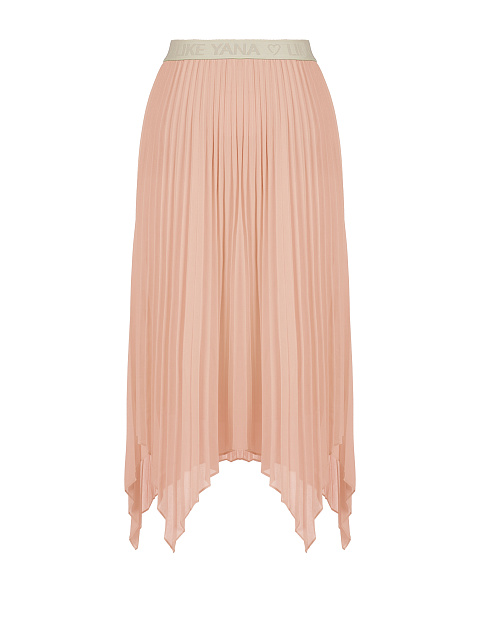 Light Pink Pleated Asymmetric Midi Skirt, 2