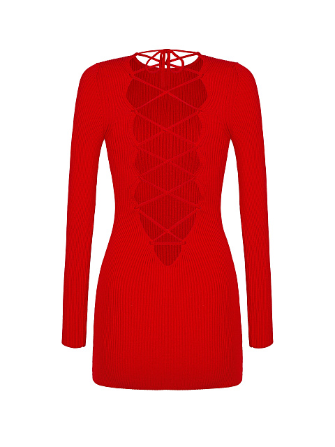 Red Rib Knit Mini Dress, 2 Red Rib Knit Mini Dress, 2
