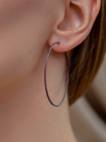 Black Gold & Ruby Hoop Earrings, 2