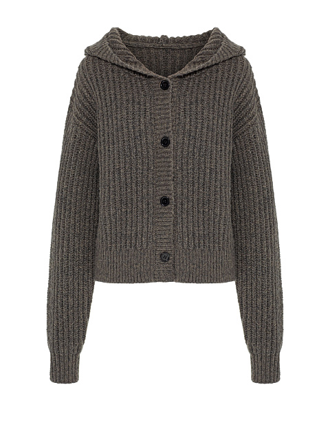 Grey hooded cardigan, 1