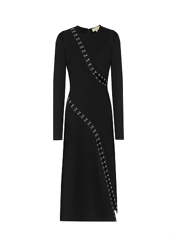 Black midi dress with slits, 1