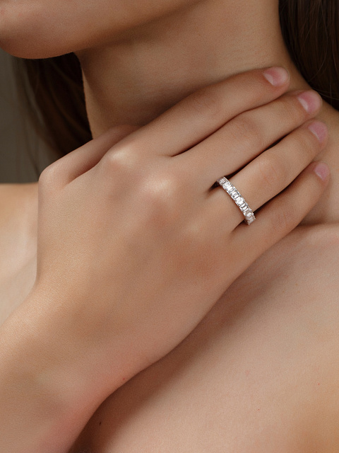 Emerald Cut Diamond & White Gold Ring, 2