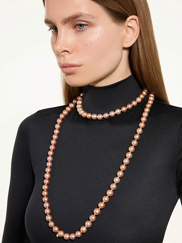 Orange-pink pearl necklace, 2