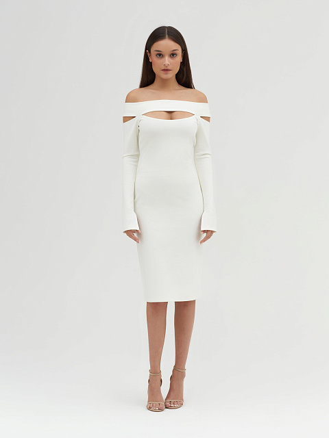 White Jersey Midi Dress, 4