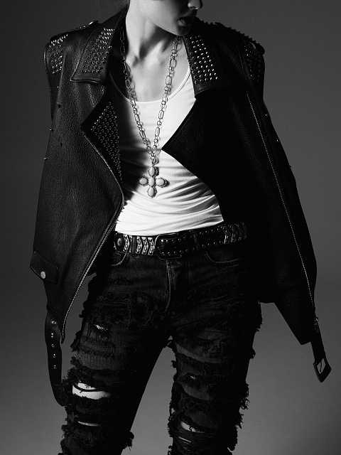 Black Distressed Cotton Jeans, 6 Black Distressed Cotton Jeans, 6