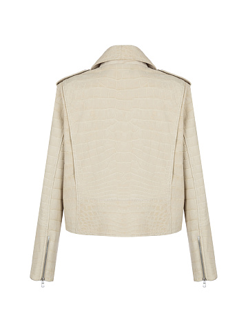 Ivory Crocodile Leather Biker Jacket, 2