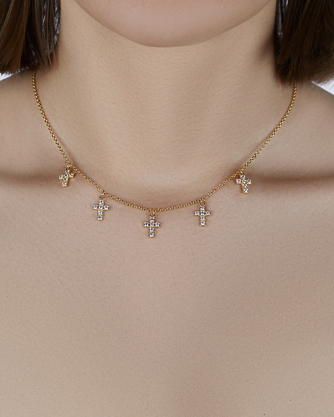 Rose Silver & Cubic Zirkonia Cross Necklace, 2 Rose Silver & Cubic Zirkonia Cross Necklace, 2