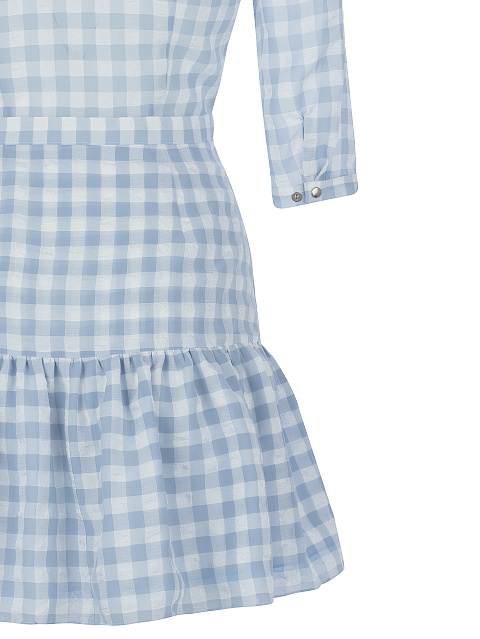 Light Blue Checked Mini Dress , 4