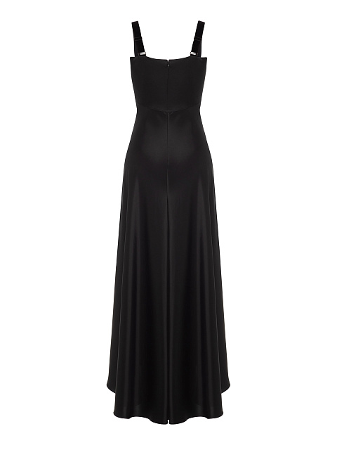 Black Silk Maxi Dress With Silver Rose, 2