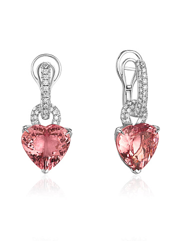 White gold earrings with heart‑cut morganite, 1