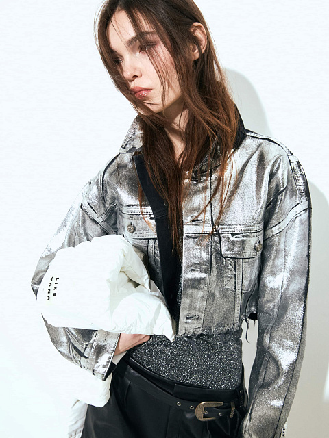 Silver Plated Black Denim Jacket, 4 Silver Plated Black Denim Jacket, 4