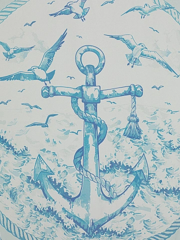 White and blue silk scarf with anchor, 2