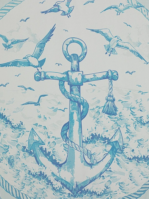 White and blue silk scarf with anchor, 2