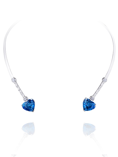 White Gold Tanzanite Diamond Necklace, 3
