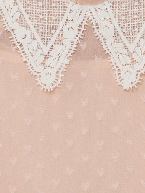 Girl's Peach Lace Collar Chiffon Dress, 4