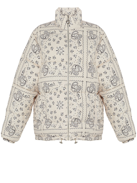 Milk-colored down jacket with paisley pattern, 1 Milk-colored down jacket with paisley pattern, 1