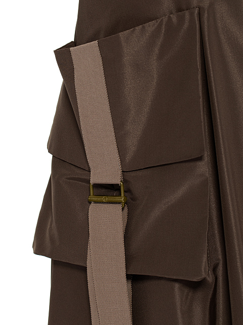 Brown Taffeta Midi Skirt, 3