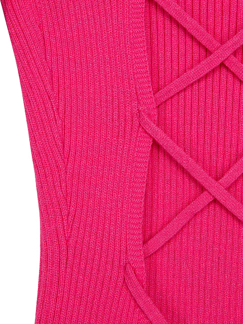 Pink Rib Knit Mini Dress, 3