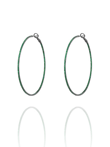 Black Gold & Emerald Hoop Earrings, 1