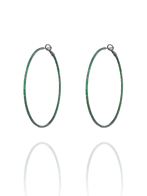 Black Gold & Emerald Hoop Earrings, 1