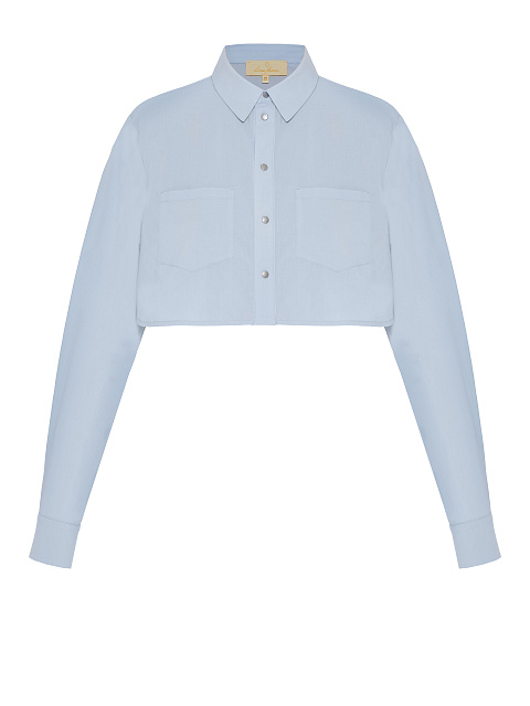 Light Blue Cotton Cropped Shirt, 1