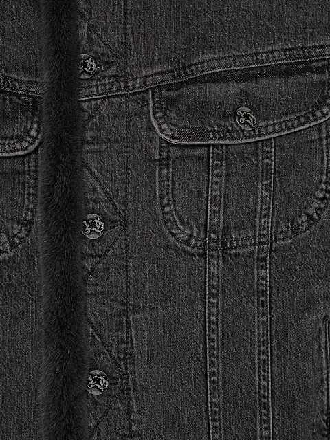 Dark Grey Denim & Mink Fur Jacket, 3 Dark Grey Denim & Mink Fur Jacket, 3