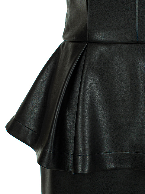 Black Faux Leather Peplum Midi Dress, 3 Black Faux Leather Peplum Midi Dress, 3