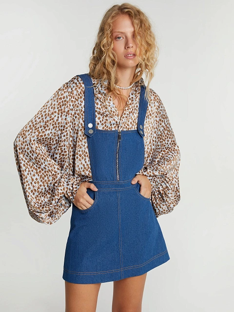 Blue Denim Suspender Skirt, 4