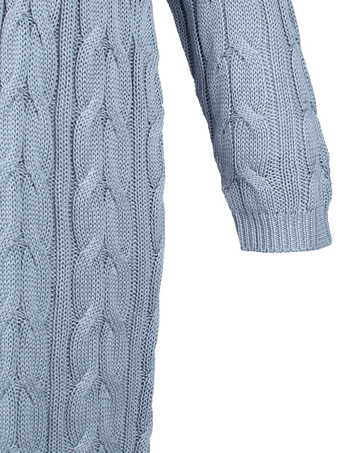 Blue Tencel & Silk Cable Knit Long Cardigan, 3