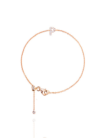 Yellow gold and diamond bracelet with the letter P, 1