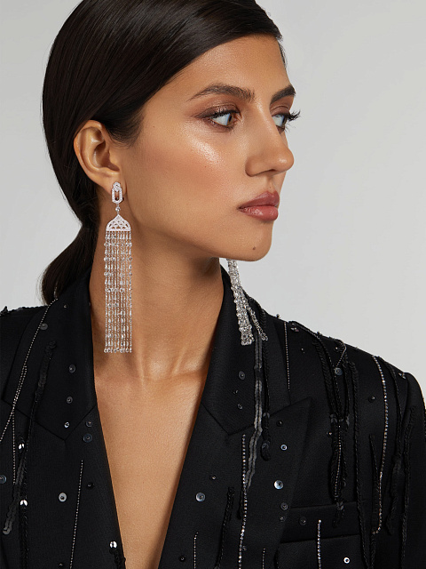 Rose Cut Diamond, Baguette Diamond, Briolette Diamond & White Gold Earrings, 2