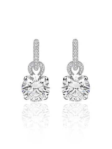 White gold earrings with round-cut diamonds, 1