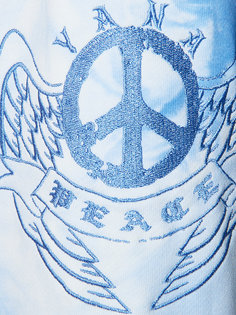 White & Blue Tie Dye Jersey Set With Cropped Sweatshirt, 5