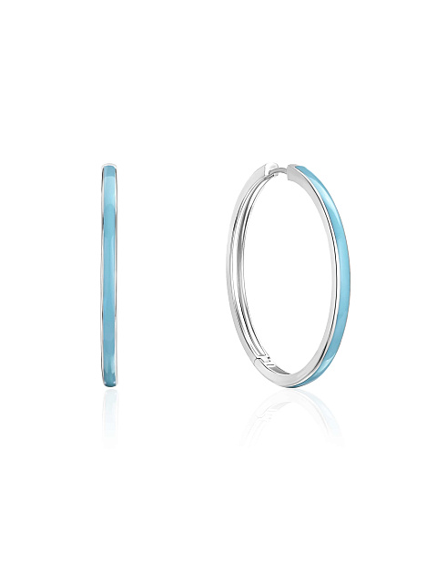 Medium white gold hoops with light blue enamel, 1