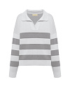 Пуловер хлопковый в бело-серую полоску Пуловер хлопковый в бело-серую полоску