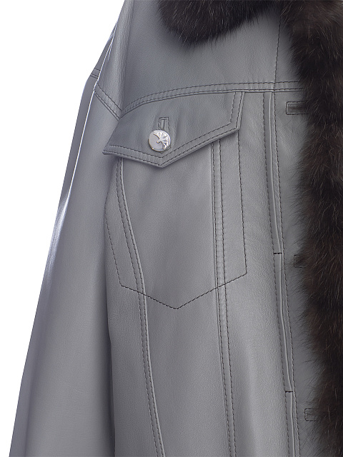 Grey Sable Fur Leather Jacket, 4 Grey Sable Fur Leather Jacket, 4