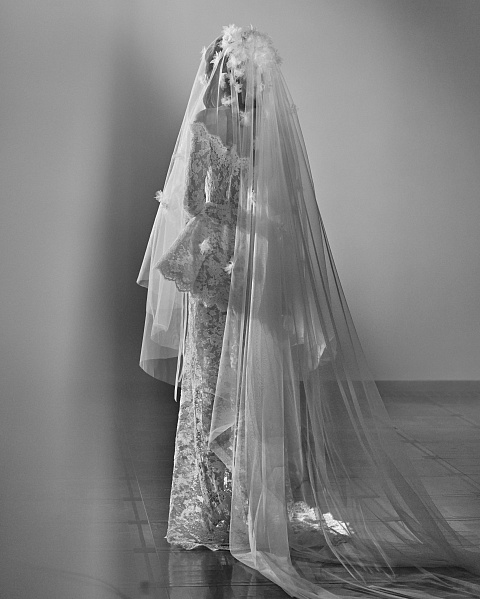 White Long Flower & Pearl Veil, 5