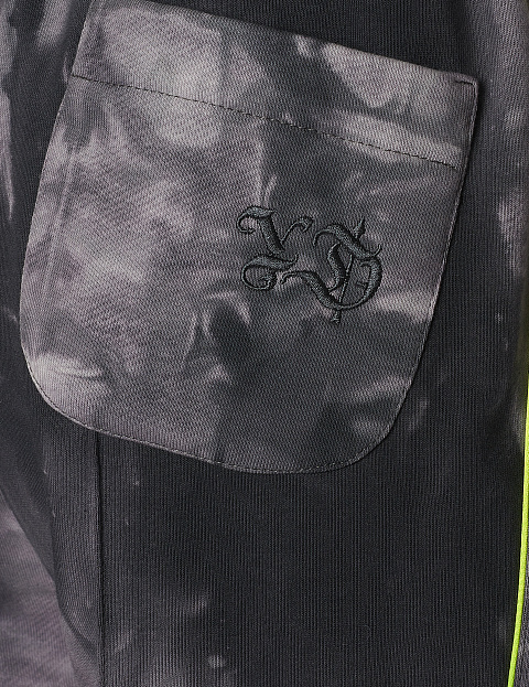 Grey Tie-dye & Neon Green Cross Embroidered Jersey Suit, 7 Grey Tie-dye & Neon Green Cross Embroidered Jersey Suit, 7