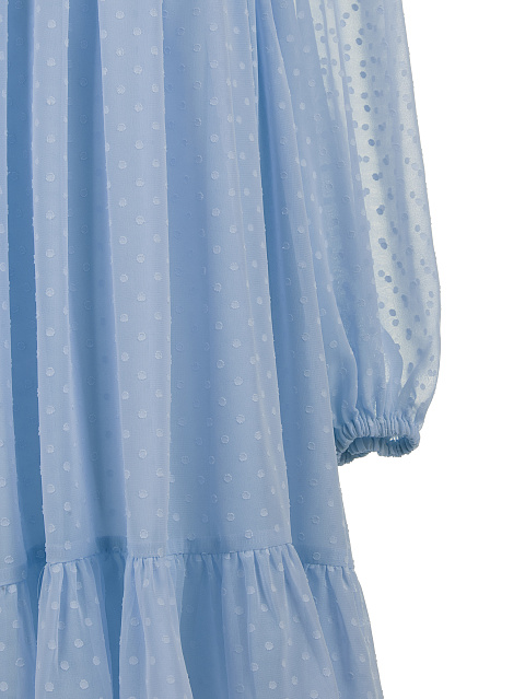 Blue Polka Dot Chiffon Dress , 3