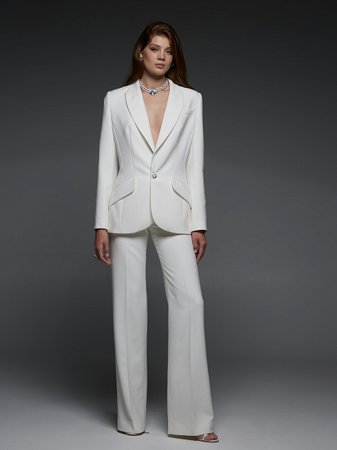 White Cut-out Cotton Pant Suit, 10