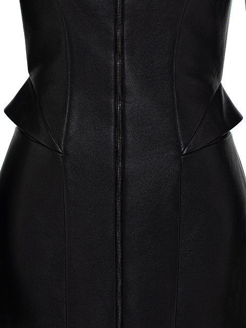Black Leather Mini Dress With Slits, 9